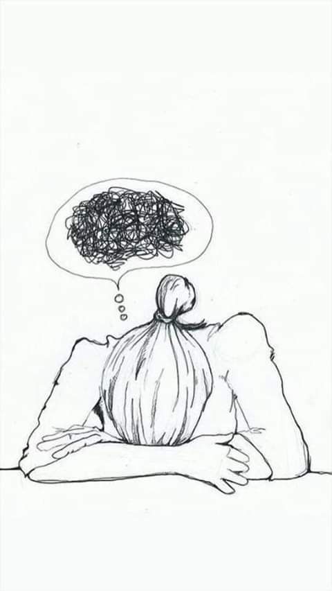 Illustrazione di una persona con tanti pensieri